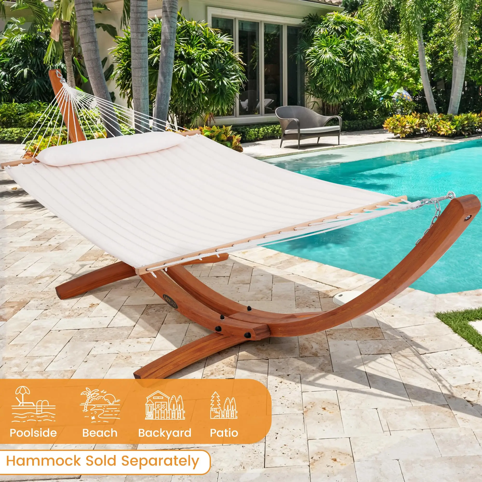 Lazy Daze 14 FT Hammocks Stand, Outdoor Arc Wood Hammock Stand