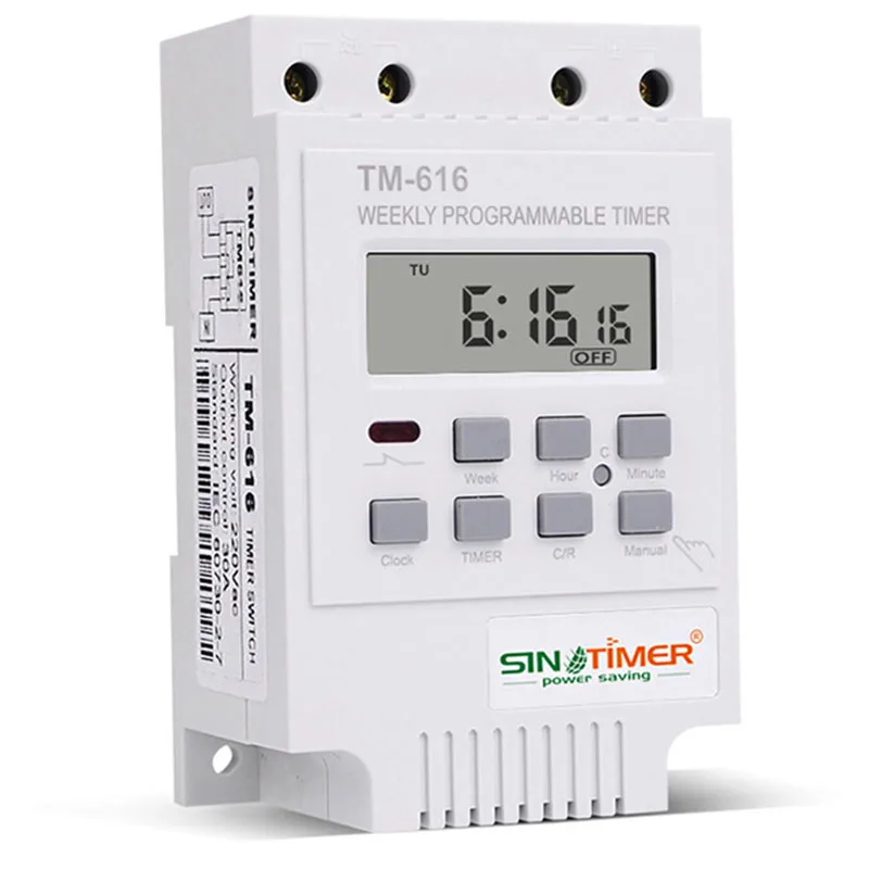 SINOTIMER TM616W-2 30A 220V Electronic Weekly Programmable Digital Time Switch Relay Timer Control Timer Din Rail Moun