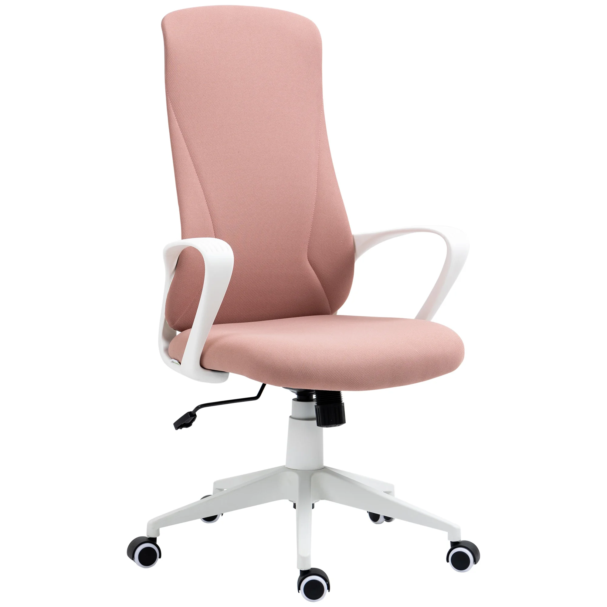 Vinsetto office chair swivel height adjustable ergonomic desk chair with armrest tilt function and high back for living room bedroom 62x56x110-119.5 cm pink