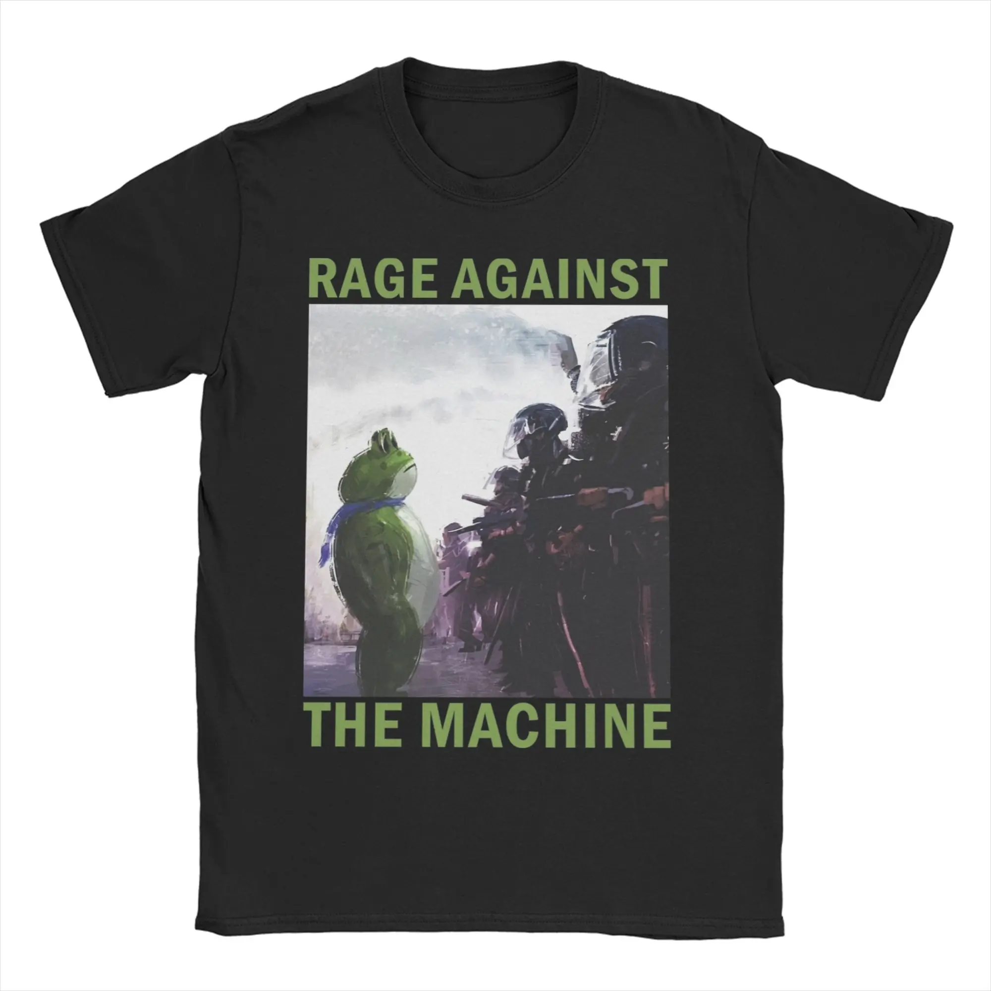الرجال النساء تي شيرت مقاومة بورتلاند الضفدع الغضب ضد آلة الضفدع الفن القطن تيز قصيرة الأكمام تي شيرت س الرقبة الملابس #1