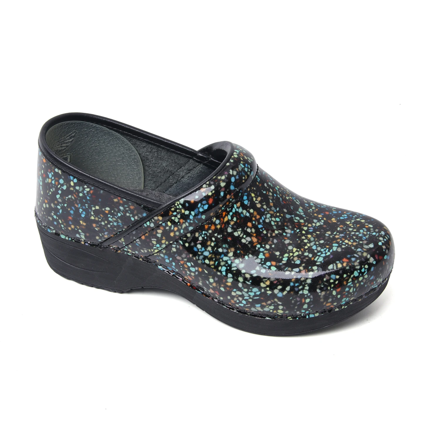 DanskoXP Patent Leather Printed Nursing Clogs, Arch Support Slip Resistant Slip On Work Shoes for Nurse Chef Hospital Restaurant
