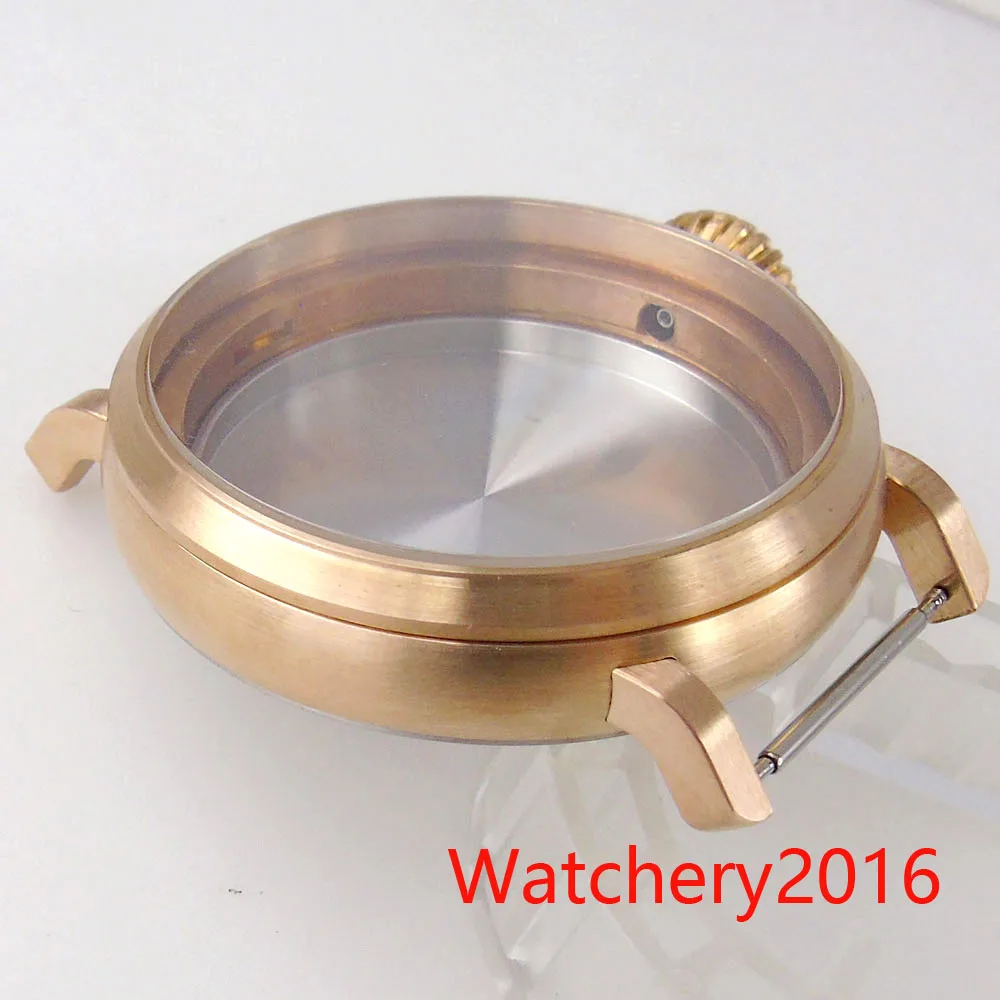 46mm Brushed CUSN8 Real Solid Bronze Case Sapphire Glass Luxury Watch Case Fit NH35 NH36 NH34 Automatic movement