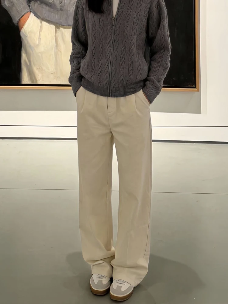 

Retro American Sle Knife Denim Jeans Men's Winter Casual Flared Straight Leg Pants Youthful Trendy High Waist Zipper Fly