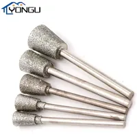 Inverted Trapezoid Diamond Burr Grinding Bit 2.35 Shank Rotary Drill Bits Burrs Metal Stone Jade Engraving Polishing Tools