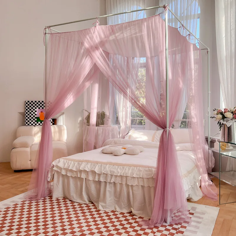 Imagem -02 - Floor Estilo Mosquito Net com Alças Frame Princess Bed Valance Three-door Gauze Canopy Tent Household Girl Bedroom Decoration