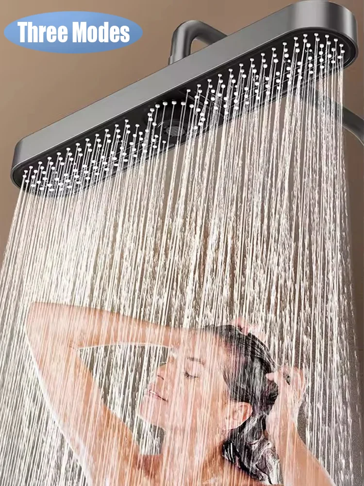 19인치 초대형 패널 대용량 슈퍼차저 천장형 샤워헤드 세트 3가지 모드 고압 절수 샤워기