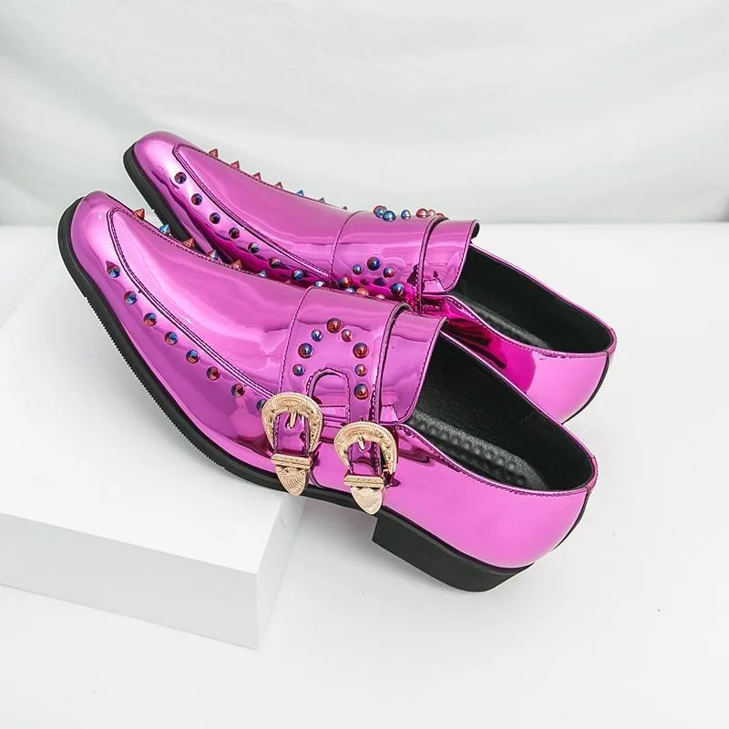 Zapatos de hombre, estilo británico, para vestir, con hebilla de cinturón de metal, diseño moderno, tipo mocasín, zapatos de cuero para uso casual, talla grande 46.