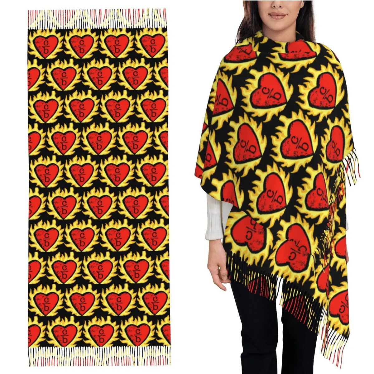 

Одежда Over Bros Heart Шарф с логотипом Шарфы с кисточками для женщин Мягкие теплые шали и накидки Большая осенне-зимняя шаль