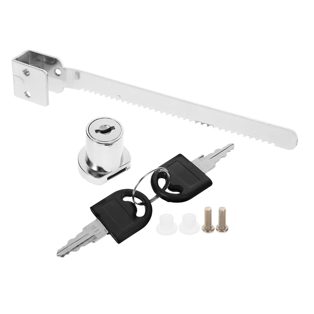 

Sliding Glass Door Ratchet Lock 1Set Chrome Plated Security Cabinet Showcase Keyed Locks Accessories Kit Sliding Door Lock