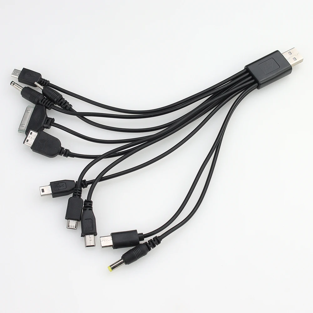 

300pcs 20cm 10 in 1 USB Cable Multifunction Multi-Port Phone Charger Cord Wire