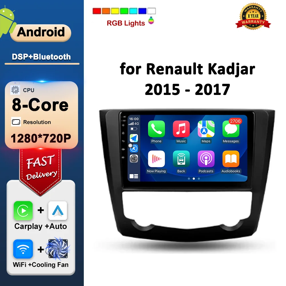 

Car Intelligent System Carplay for Renault Kadjar 2015 - 2017 Autoradio Multimedia Player DSP GPS Navi Bluetooth Accessories