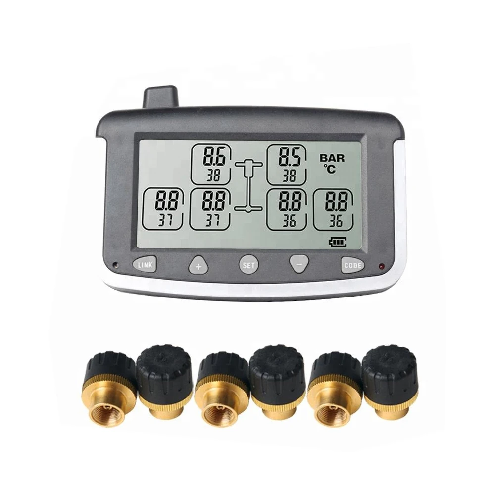 Truck and trailer RV motorhome Tire Pressure Monitoring System external cap copper valve sensor 6 tires TPMS