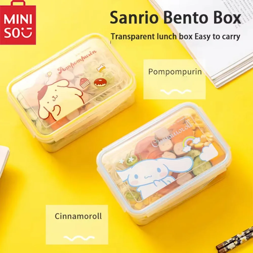 

MINISO Sanrio Serie Pudding Dog Cinnamon Dog Melody Bento Box with Four Side BucklesCute Lunch Box Optional Size and Capacity