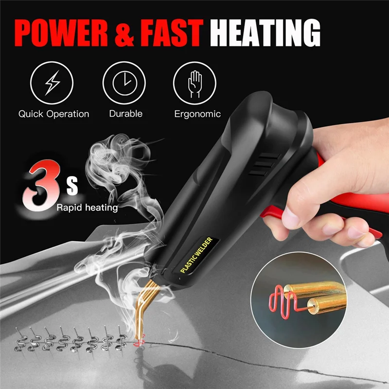 

ABVA-Plastic Welder Kit Crack Repair Tool 2In1 Hot Plastic Portable Charging Cable Red