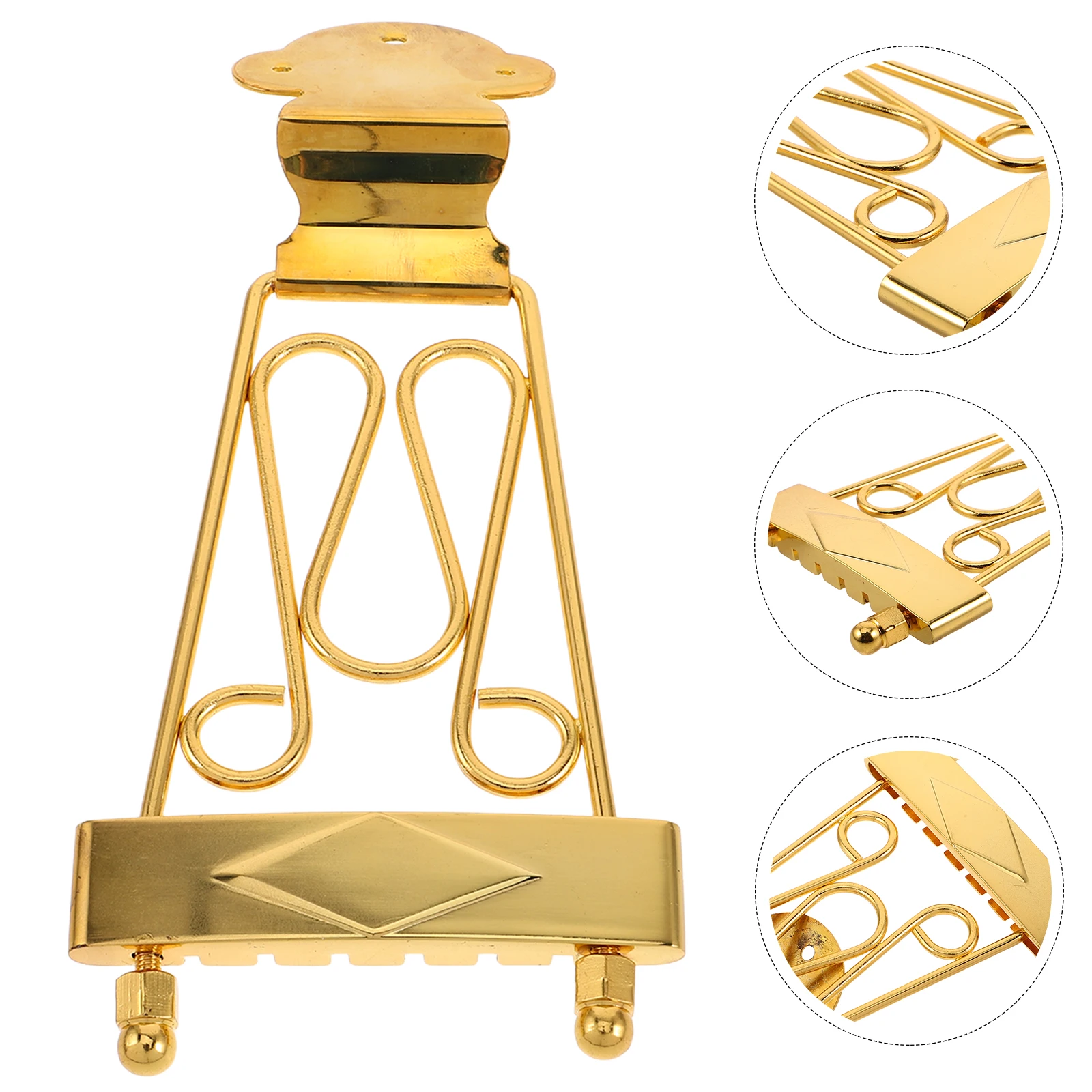 

6 String Guitar Tailpiece Golden Durable Metal Lightweight Six-String Tailpiece Bridge for Jazz Guitars