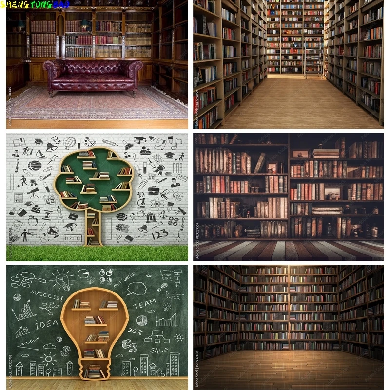 

Vintage Bookshelf Book Library Photography Backdrops Portrait Photo Background For Photo Studio Props SJSB-01