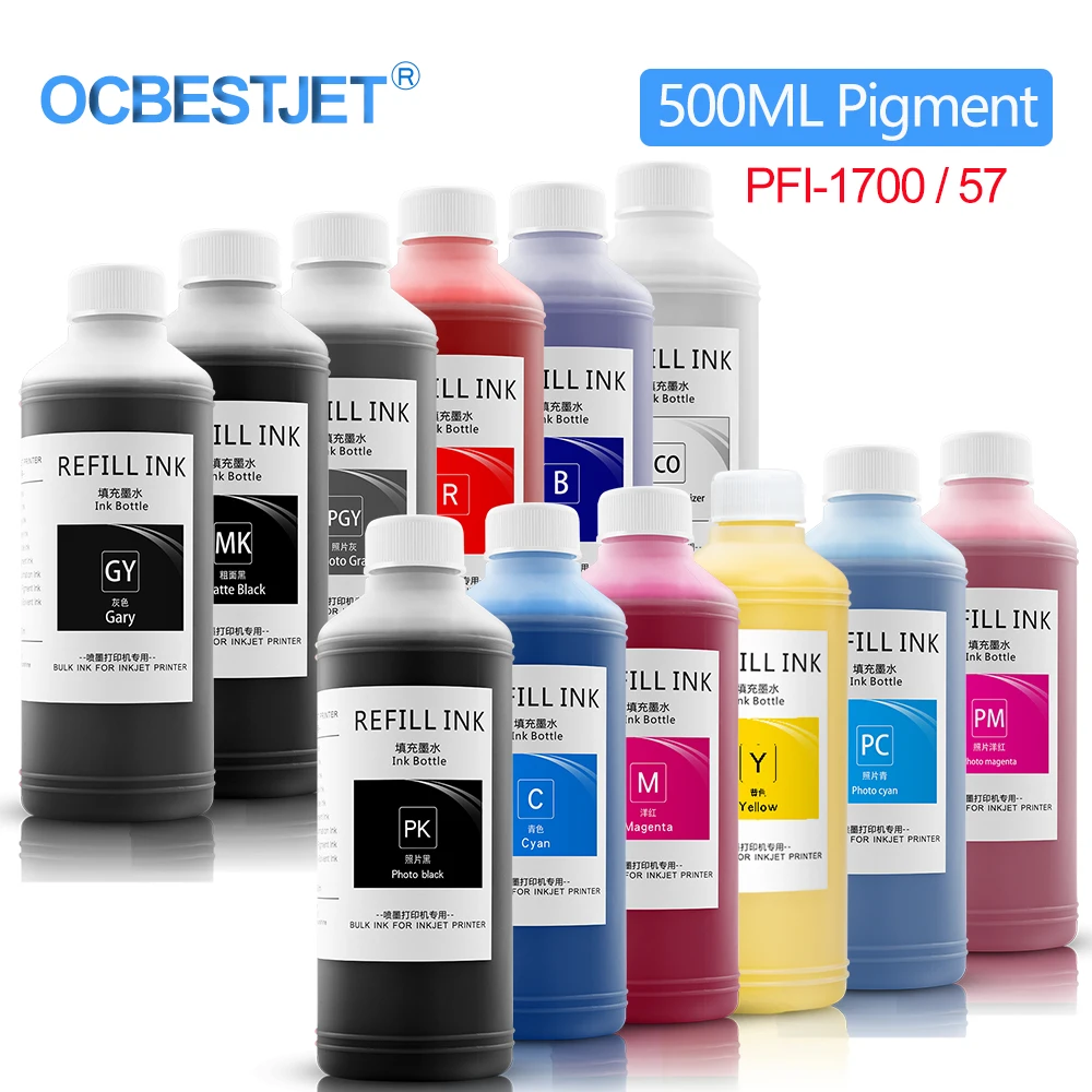 

500ML Waterproof Pigment Bulk Ink For PFI1700 PFI-1700 PFI57 For Canon pro 520 540 540s 560s 2000 4000 6000 4000s 6000s 6100s