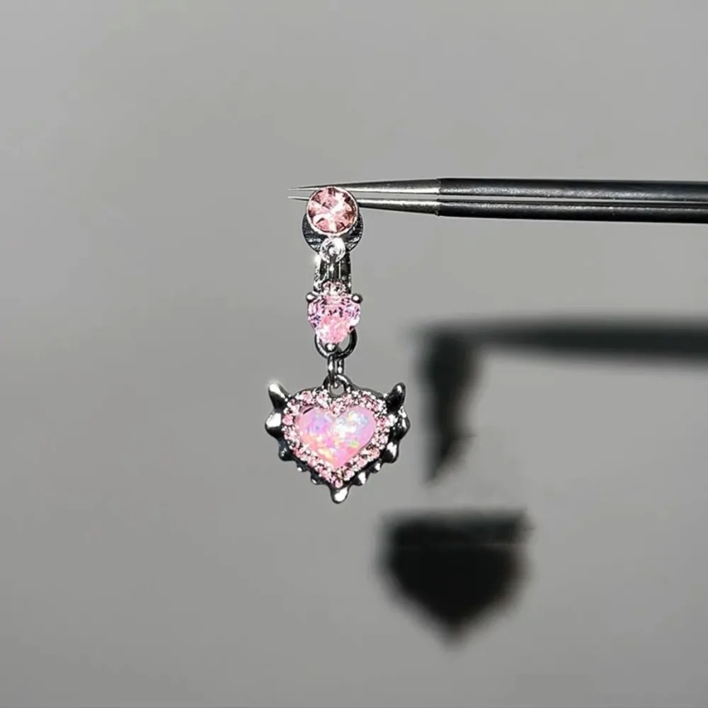 Mermaid Girl No Need To Punch Heart-shaped Navel Clip Fake Navel Nail Spicy Girl Versatile Cute Take It Off Anytime Hiphop Style