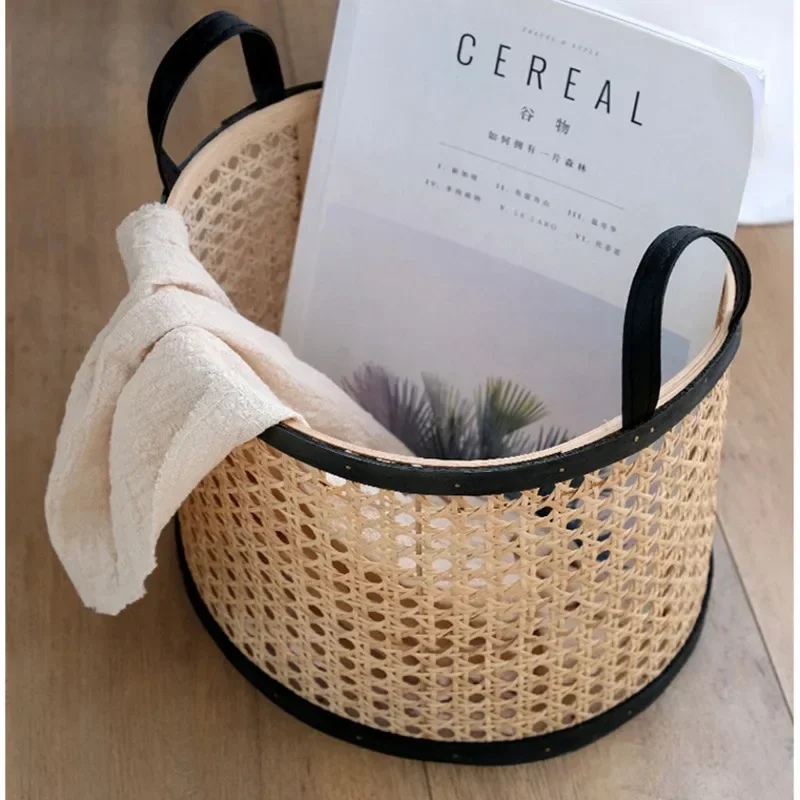 Japanese Simple Storage Basket Hand-woven Rattan Storage Items Hexagonal Mesh Desktop Organizer Versatile Scenes Laundry Basket