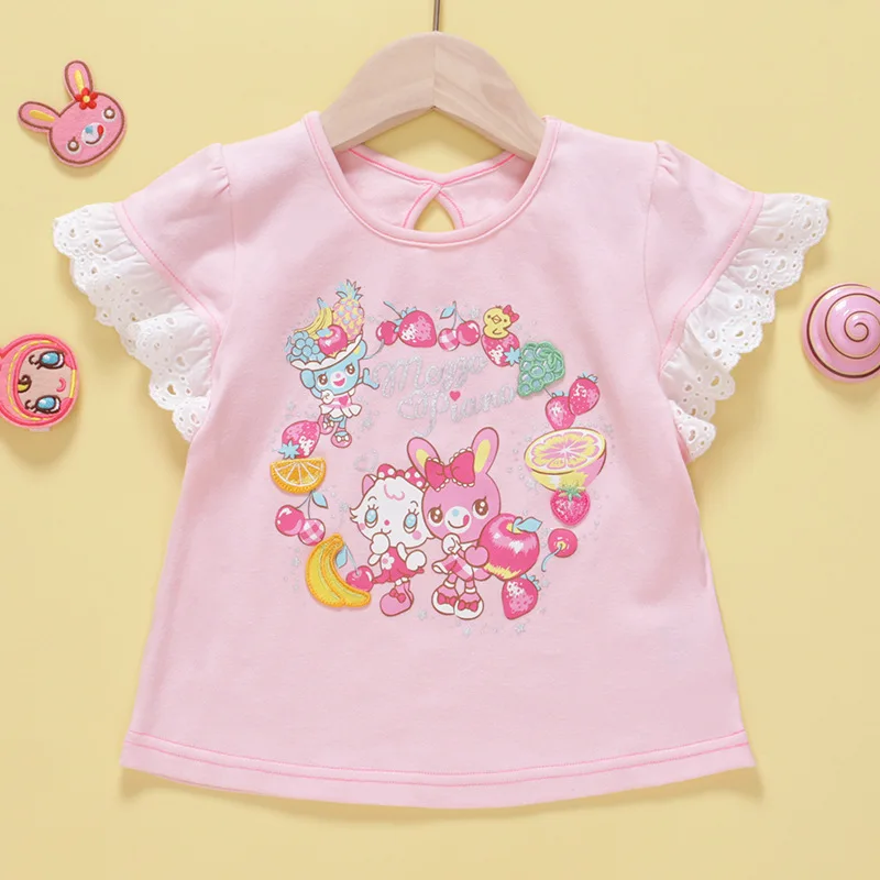 Japanese Cartoon Mp Sweetheart Little Rabbit Fruit Party Print Short Sleeved T-shirt Mommy and Daughter Matching Clothes Y2k Top
