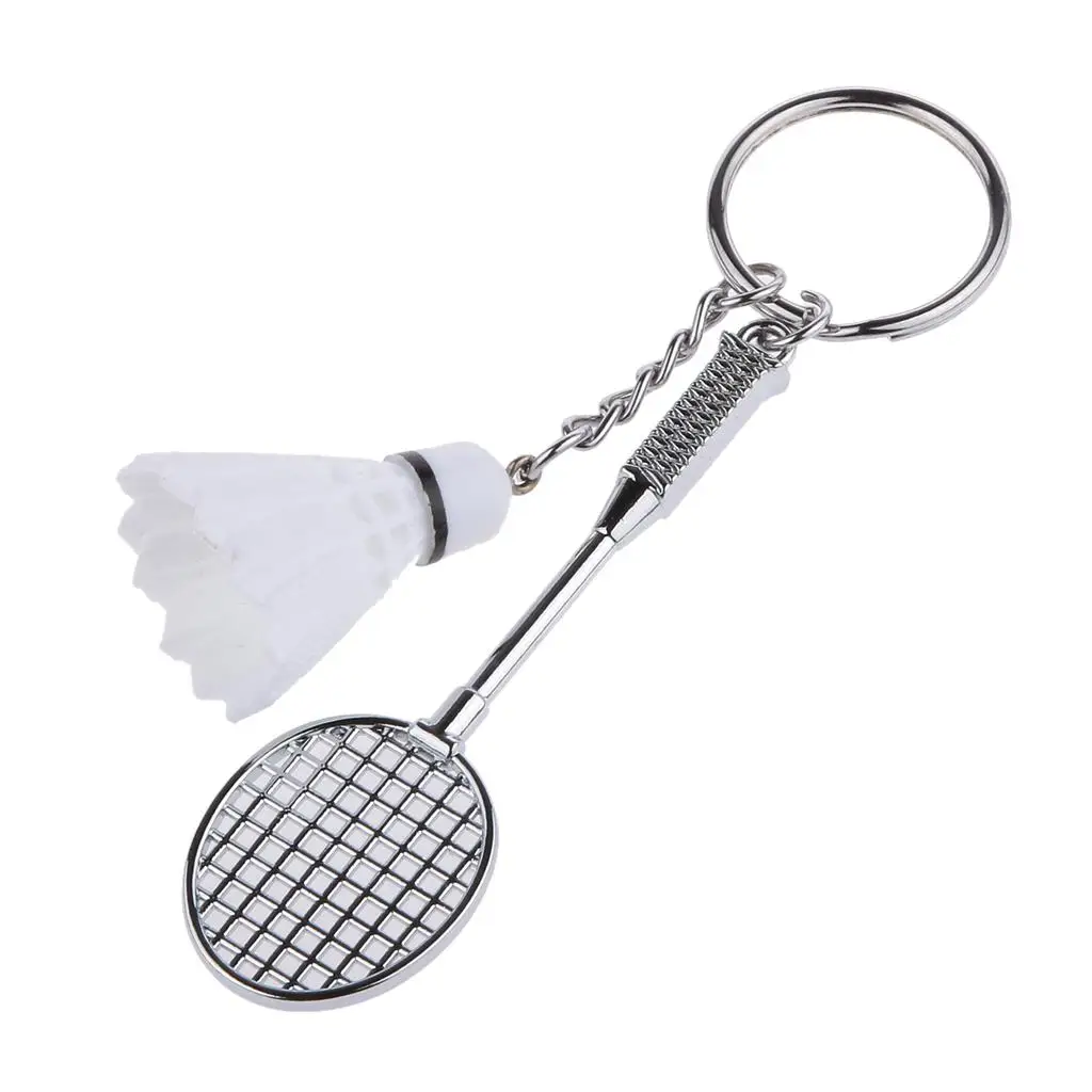 Creative Badminton Racket Pendant Key Ring Mini Keychain Key Fob for Backpack or Purse Charm
