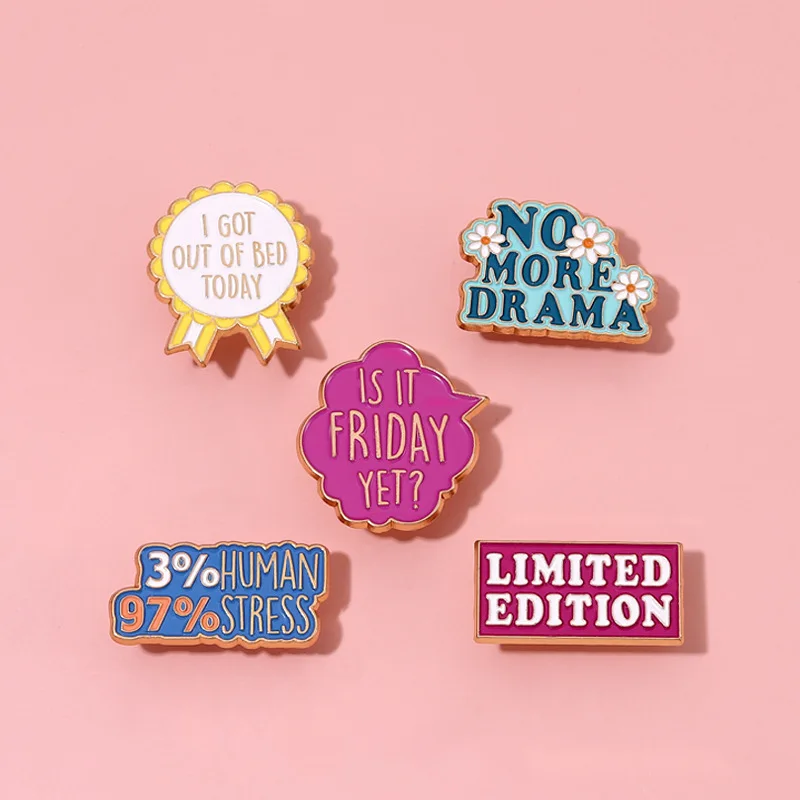 Is it Friday Yet Enamel Pins Me? Sarcastic? Never 80s Baby Drama Brooches Lapel Badges Funny Quetes  Jewelry Gift for Friends