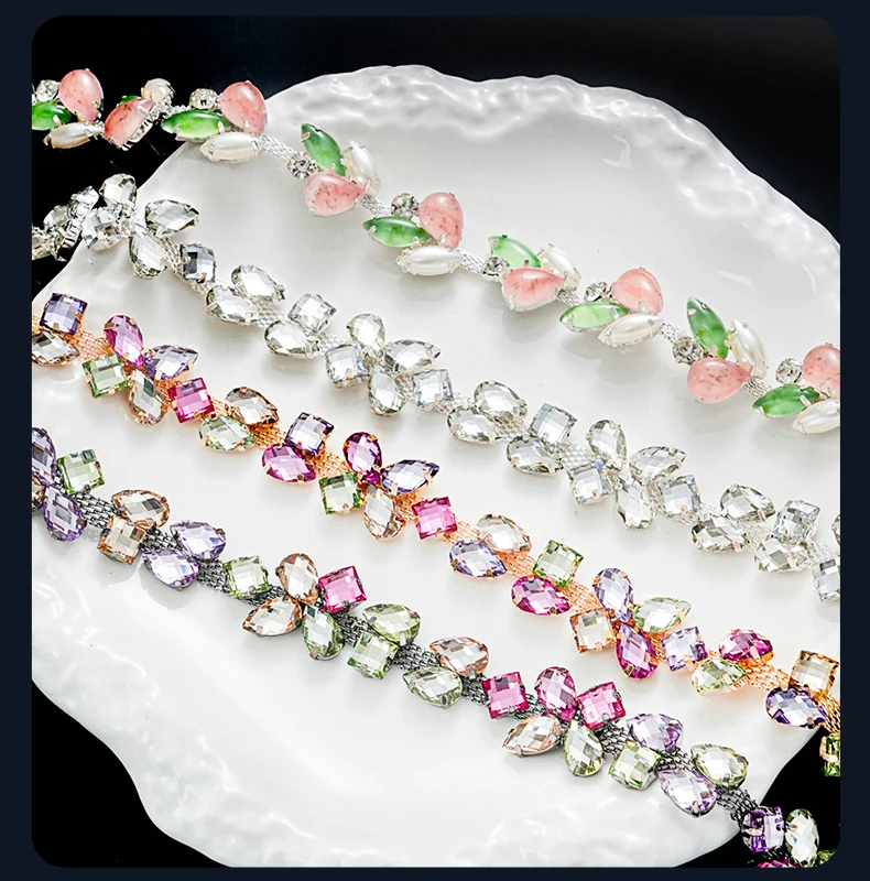 10 Yards Strass-Kette Kristall-Diamant-Accessoire DIY Bastelbedarf Geschenk Hochzeitsfeier Dekoration Strass-Band Nähzubehör – Detail 1