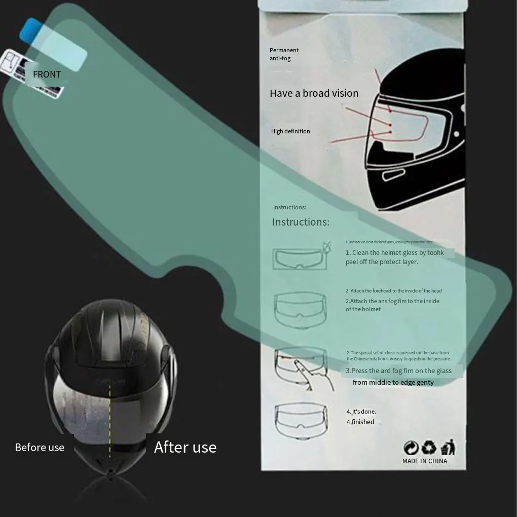 2pieces Safety With Helmet Visor Sticker Clear Sight Guaranteed Easy To Install Multifunctional