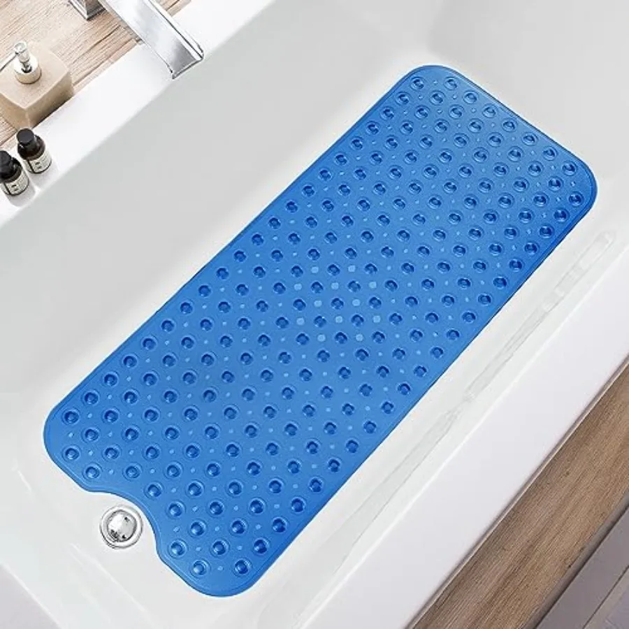 

Bathtub Mats for Shower Tub, Extra Long Non-Slip 39 x 16 Inch Bath Mat with Drain Holes and Suction Cups, BathMat for Bathroom