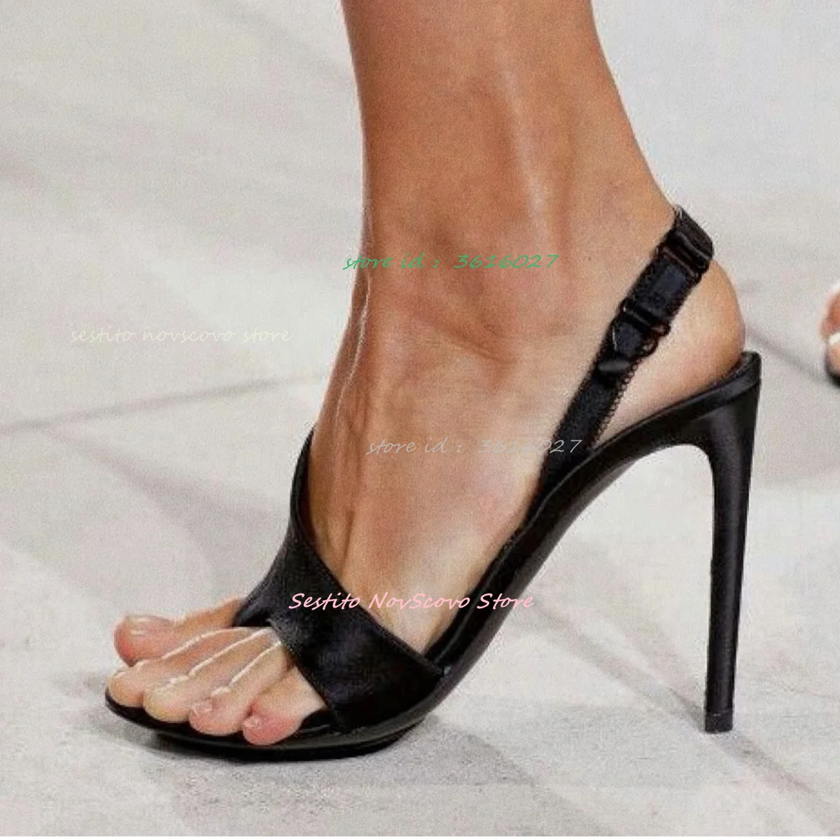 

Flip Flops Satin Sandals Open Toe Back Lace Straps Buckle Stiletto High Heels Cutouts Hallow Summer Sexy Women Party Single Shoe