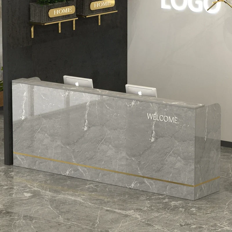 Luxo moderno mesa de recepção balcão decorações beleza nordic recepção balcão armazenamento móveis comerciais do vintage