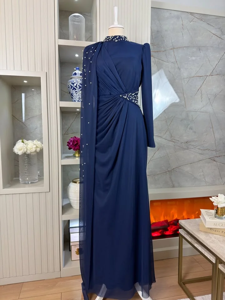 

Woman Evening Dresses For Events Luxurious Simply Draped Beads Special Occasion Prom Gowns Customized Chiffon vestido réveillon
