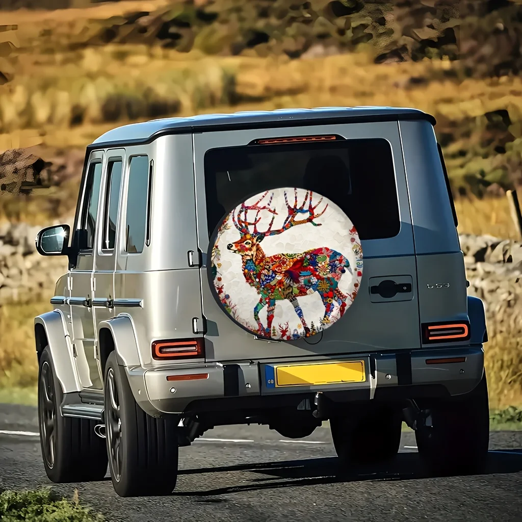 1pc Fashion | Simple | Fun Pattern Printed Spare Tire Cover For Cars, Suitable For Cars, Jeeps, And SUVs, Protects Tires, Fully