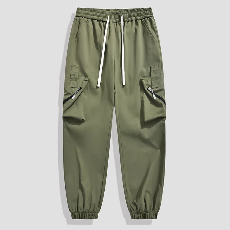 LIBIELIY TRAF Pantaloni da lavoro casual da uomo alla moda con coulisse, tasche con cerniera, dettagli squisiti, Fashion Sense Pull