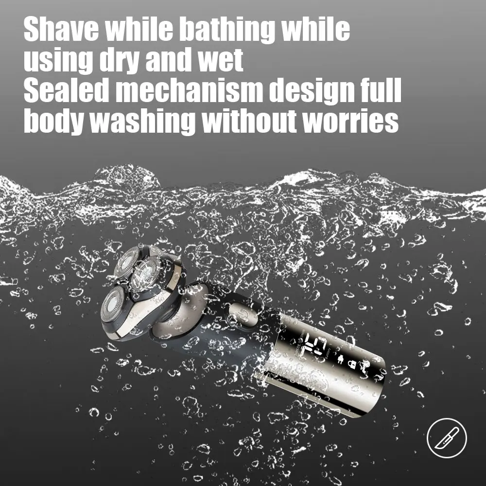 Novo barbeador elétrico inteligente lcd display digital três cabeças flutuante navalha usb recarregável lavagem multi-função faca de barba