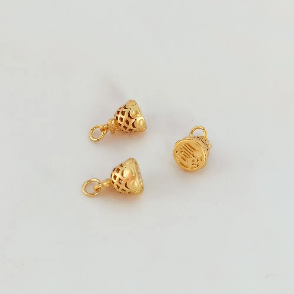 

Ancient-style Golden Little Fish Accessories Sand Gold Hollowed-out Birdcage Bottom Pendant Bracelet Pendant DIY Jewelry