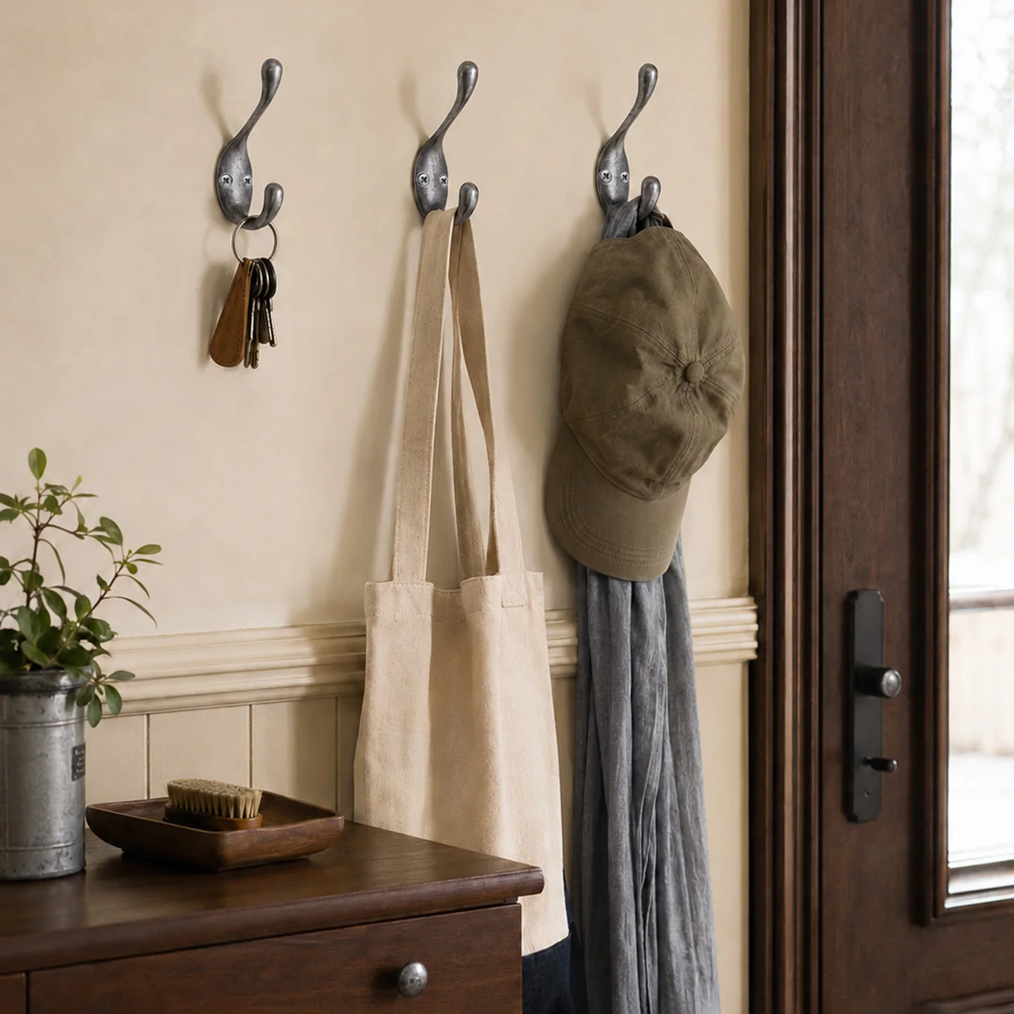 4PCS Vintage Nickel Zinc Alloy Wall Hooks Coat Hat Hooks with Screws 3.46in for Entryway Bedroom Hallway