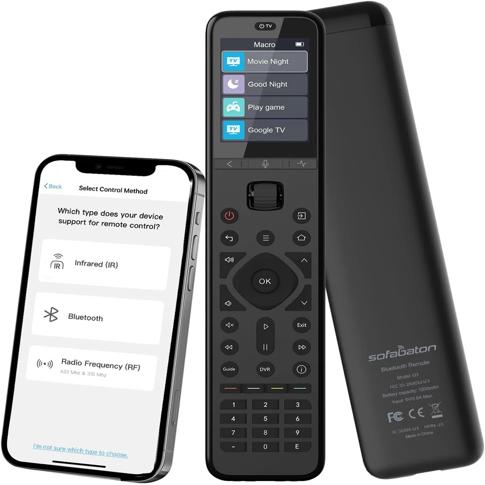 SofaBaton U3 Universal Remote Control,Air Mouse,With IR,BT,RF,Smart Remote All in One With Customize Button And Google Assistant