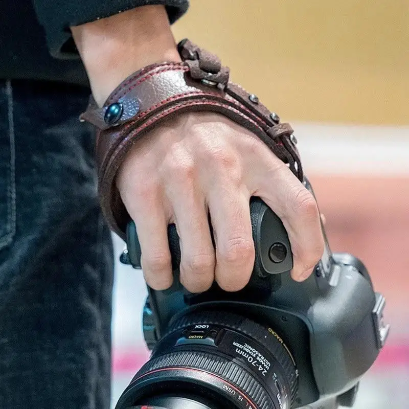 Camera Leather Wrist Strap Portable Waterproof Hand Belt Holder Shockproof Anti-fall Support