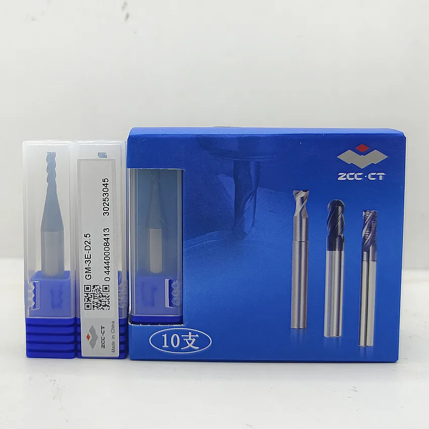 

GM-3E-D2.5 ZCC.CT GM-3E Three blade straight shank flat end milling cutter Φ2.5*6*8*50 3T Flat end mills 3 Flute Flat End Mills