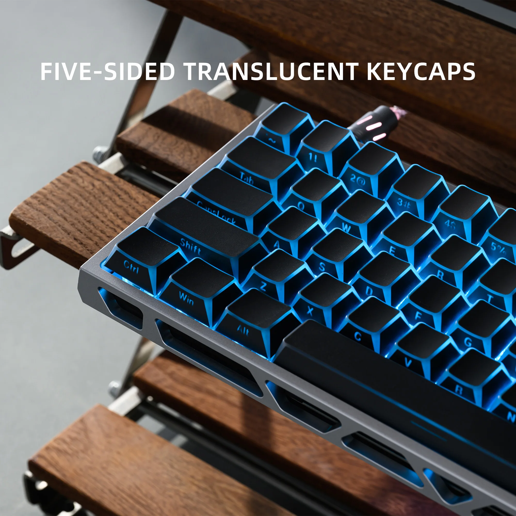 

XVX Black Shadow Keycaps Translucent around the Edges PBT Side Print Shine Through Keycap Cherry Profile 132 Keys