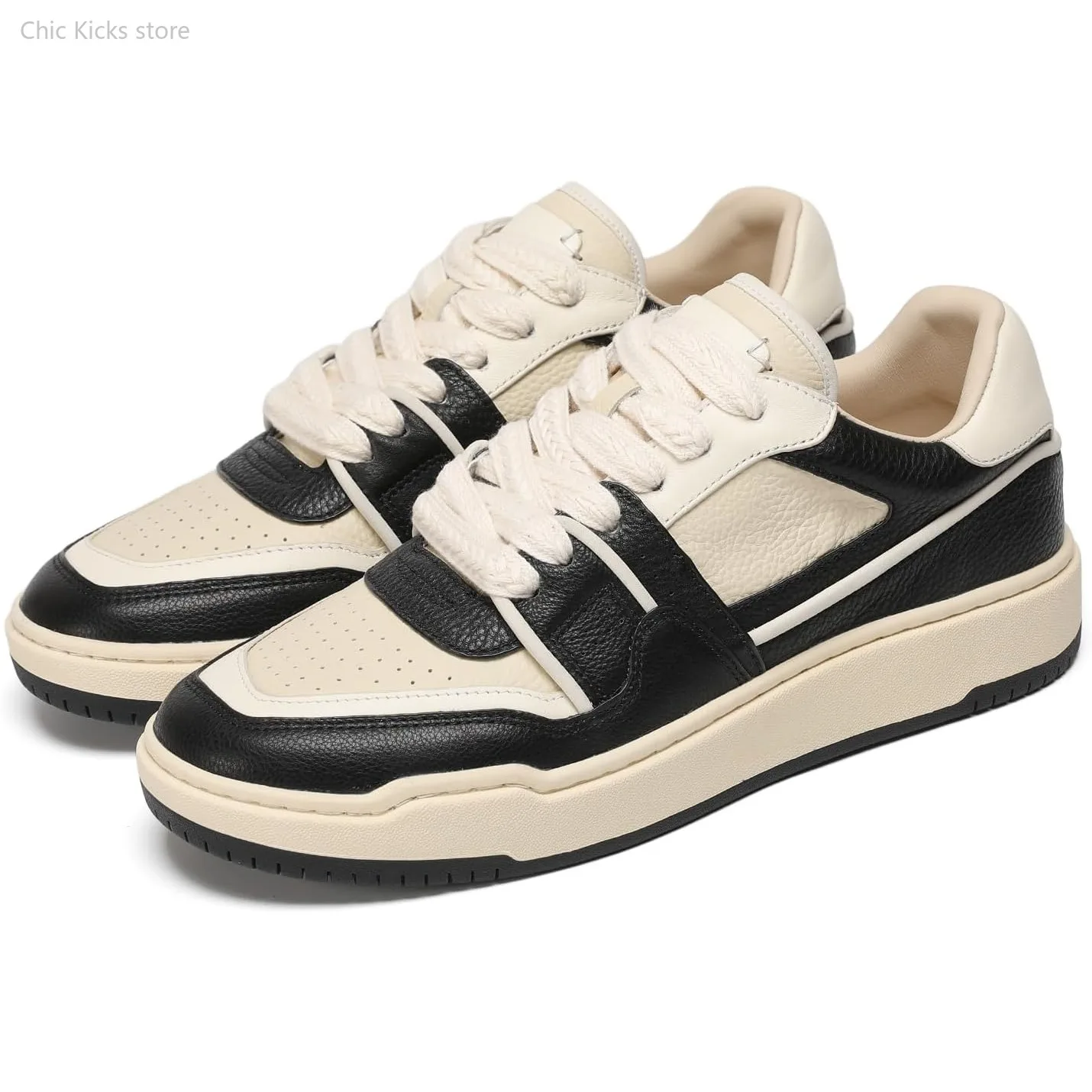 

Men's Fashion Shoes Casual Platform Sneakers Leather Dad Casual Low Top Lace Up Skate Tennis Shoes for Comfortable Walking