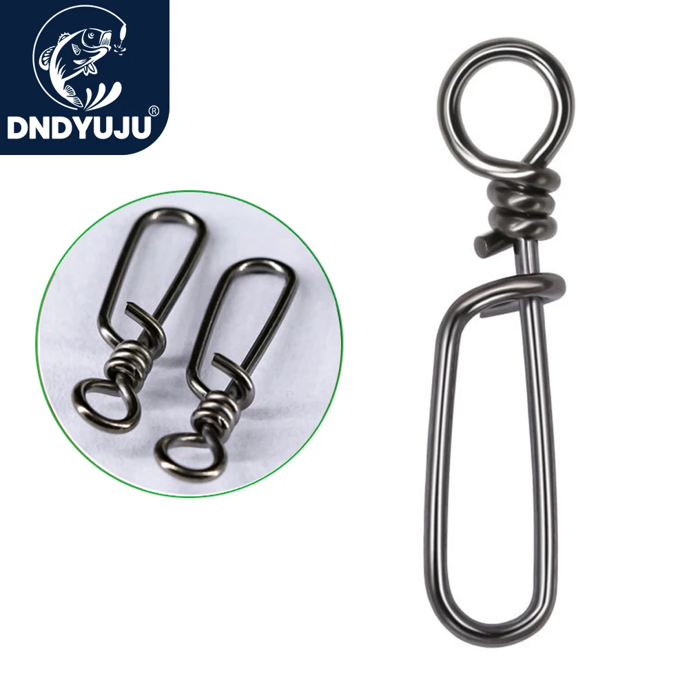 DNDYUJU 50-200pcs Stainless Steel Squid Fishing Connector Snap Fishing Lure Pin Swivel Solid Rings Safety Snaps Fishing Hook