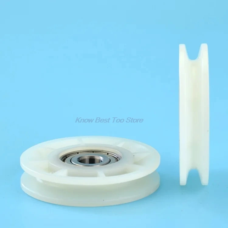 5PCS  6cm grooved bearing pulley elevator steel wire rope wheel 6200ZZ plastic coated nylon roller 10 * 60 * 12mm