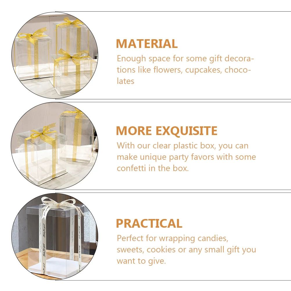 4 Pcs Cake Container Clear Boxes for Favors Plastic Packing Carriers Cupcake Holders