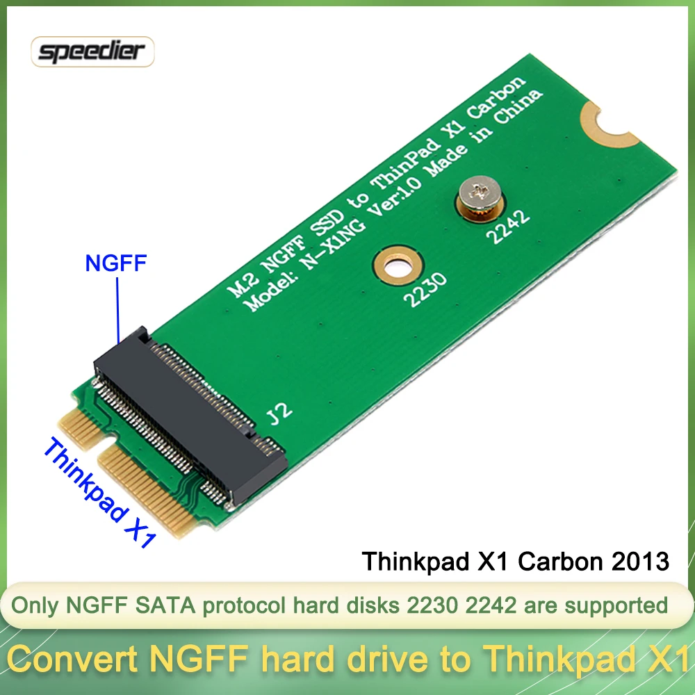 

SATA NGFF M.2 SSD for ThinkPad X1 CARBON 2013 SSD Solid State Drive 2242 Adapter
