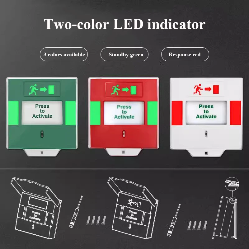 LED Light Fire Emergency Glass Resettable Emergency Release Exit Fire Alarm switch Door Urgent Button Release Switch With Cover