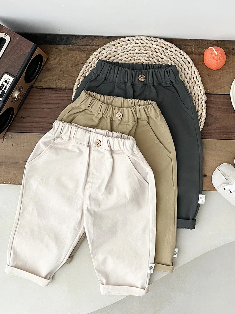 2024 Spring New Baby Loose Trousers Infant Girls Solid Casual Pants Toddler Boys Fashion Versatile Harem Pants Children Clothes