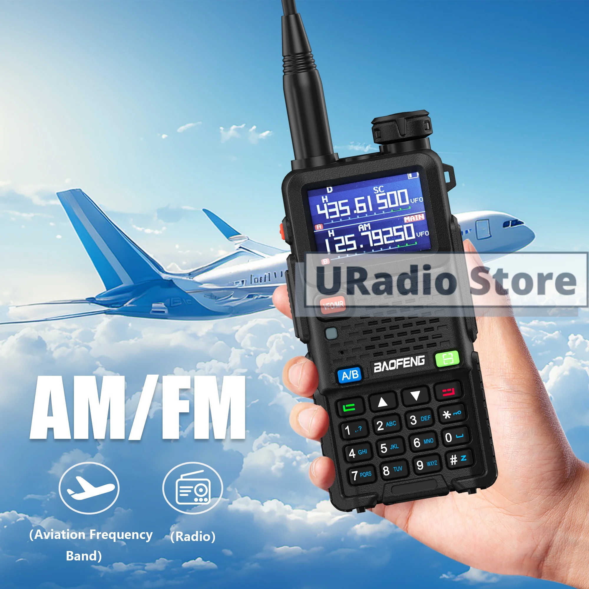 Baofeng UV-5RM Walkie Talkie IC Standardversion US-Stecker Typ-C Aufladen Schnelle Frequenzkopie NOAA High Power 999CH Zweiwegradio