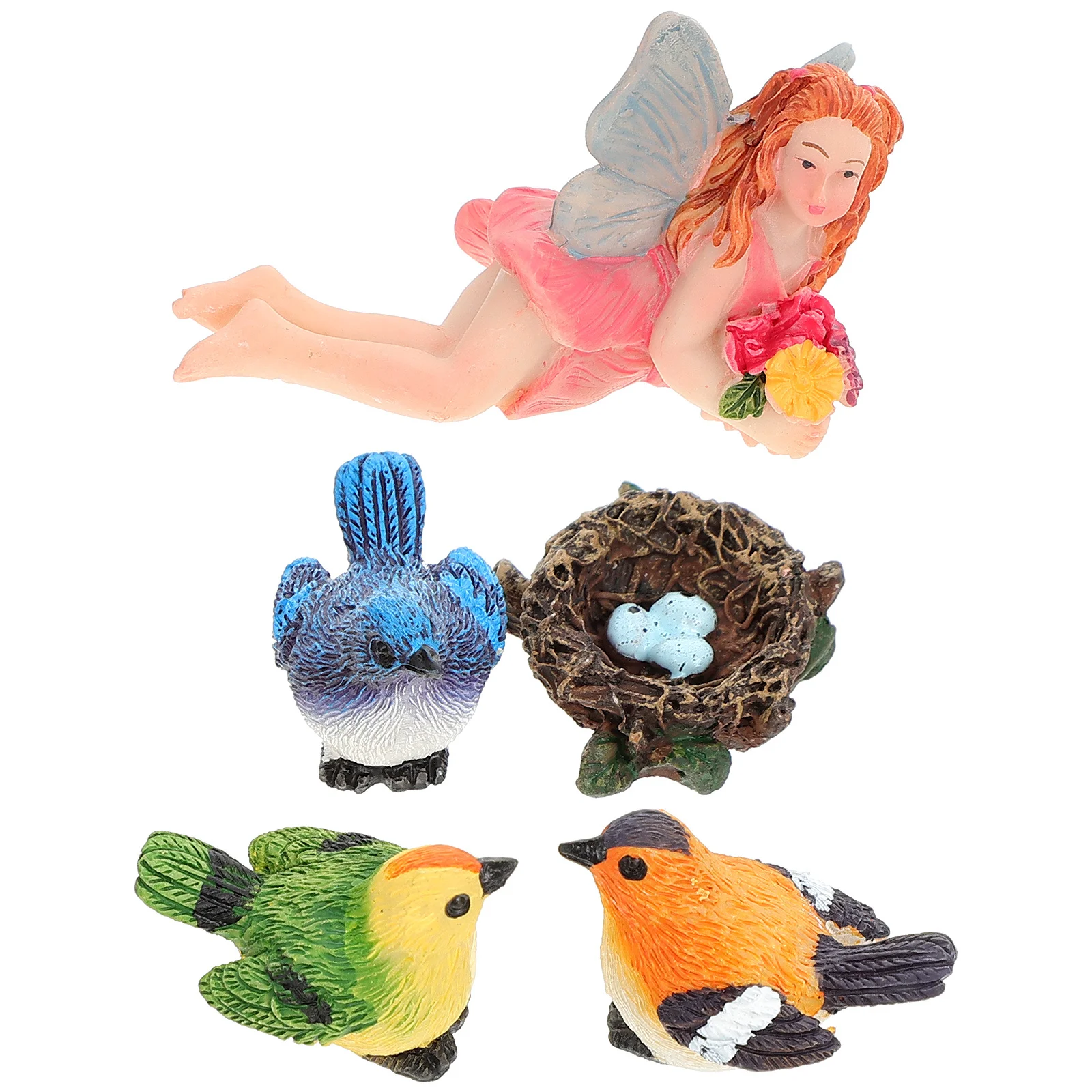 

1Set Resin Bird Sculpture Simulation Decor Small Creative Ornamental Balcony Garden Desktop Decoration Natural Landscape Bird